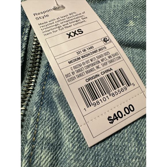 Wild Fable Women's Heavyweight Denim Oversized Bomber Jacket Size XXSmall Blue - Picture 4 of 4